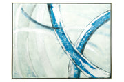 Blue/Silver Abstract Wall Art Canvas Painting (48Wx37H)