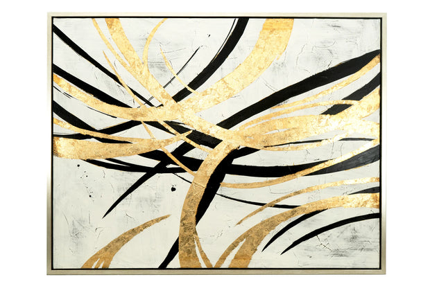 Black/Gold Abstract Wall Art Canvas Painting (48Wx37H)