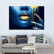 Blue & Gold Drip - Acrylic Wall Art