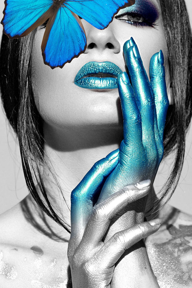 Model Blue Chic - Tempered Glass Wall Art - Art Boutike